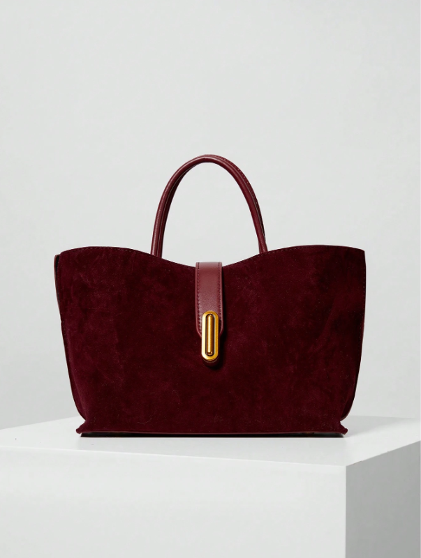 حقيبة يد/حقيبة بقالة عالية الجودة من الجلد المدبوغ الأحمر الداكن